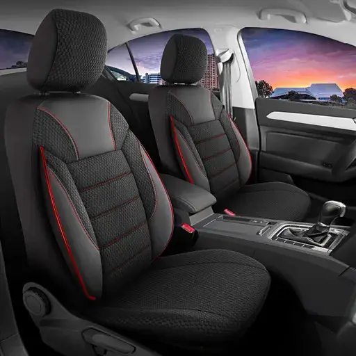 Set complet huse auto Suzuki Sx4 Classico Negru cusatura rosie ,11 piese Comandă acum