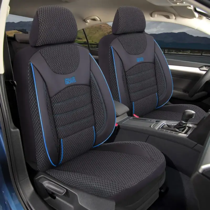Cumpărături sigure Set complet huse Auto Suzuki Sx4 Joker Negru Cusatura Albastra,11 piese