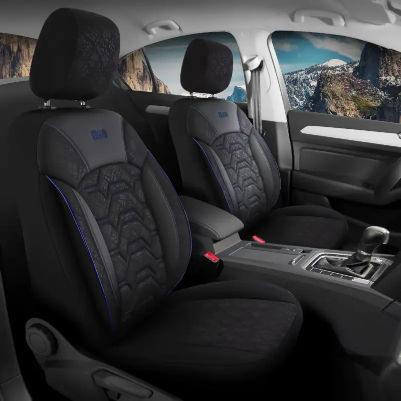 Plată securizată Set complet huse auto Suzuki Vitara Canyon Negru Albastru ,11 bucati