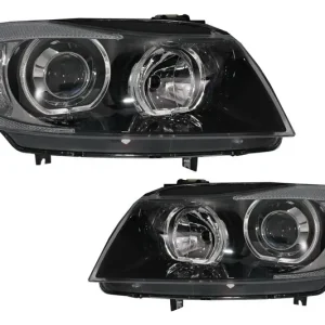 Bestseller Faruri Angel Eyes negre pentru BMW Seria 3 E90 E91 Sedan Touring 2005-2011