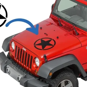 Sticker stea negru universal auto 48,5 x 48,5 cm pentru Jeep, SUV si camioane Disponibil imediat