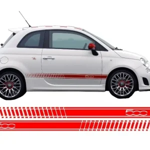 Livrare gratuită Stickere laterale rosii sport pentru Fiat 500 2007+