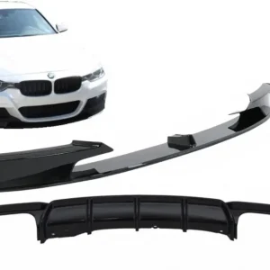 Kit difuzor bara spate dublu si prelungire bara fata BMW Seria 3 F30 F31 Livrare gratuită