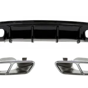 Difuzor bara spate negru cu ornamente evacuare pentru Mercedes A-Class W176 A45 Premium