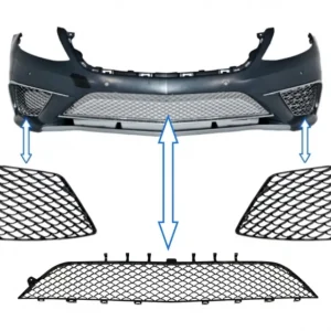 Ofertă limitată Ansamblu grile bara fata Mercedes W222 S-Class 2013-2017, S63, negru lucios