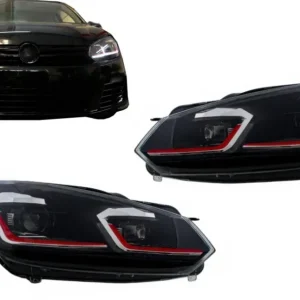 Faruri LED pentru VW Golf 6 (2008-2013) GTI rosu, semnalizare secventiala Comandă acum