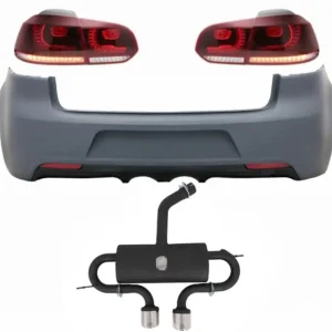 Bara spate VW Golf 6 VI R20 Look cu evacuare si stopuri Full LED, 2008-2013 Cel mai bun preț