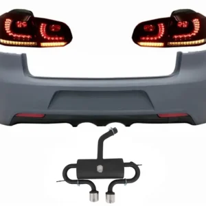 Bara spate VW Golf 6 R20 Look cu evacuare centrala si stopuri Full LED Mai ieftin