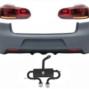 Retur ușor Bara spate R20 Look cu evacuare si stopuri Full LED pentru VW Golf 6 VI