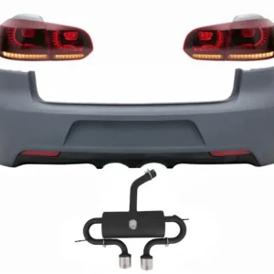 Plată sigură Bara spate VW Golf 6 R20 cu evacuare dubla si stopuri Full LED