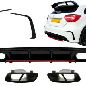 Nu rata Difuzor bara spate Mercedes A-Class W176 Facelift A45 Design cu ornamente negre