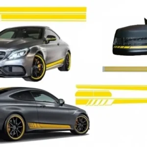 Plată sigură Set stickere galben mat pentru Mercedes C205 Coupe si A205 Cabriolet