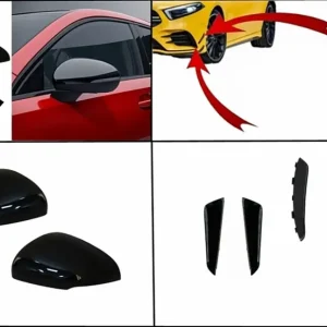 Chilipir Kit ornamente A35 cu flapsuri bara fata si capace oglinzi Mercedes A-Class W177/V177 negre