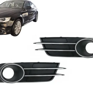 Grile laterale bara fata Audi A6 C7 4G 2012-2015, negru mat cu crom Ieftin