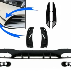 Difuzor spate cu flapsuri si grile laterale Mercedes A-Class V177 2018-2022 Transport gratuit