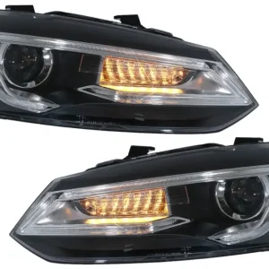 Faruri LED VW Polo 6R 6C 2009-2017 RHD cu design Devil Eye Plată sigură