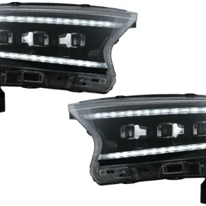 Plată securizată Faruri LED negre Ford Ranger Raptor 2015-2020 LHD cu semnal dinamic