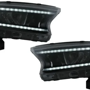 Faruri LED Light Bar pentru Ford Ranger 2015-2020 LHD, Negre, Semnal Dinamic Disponibil imediat