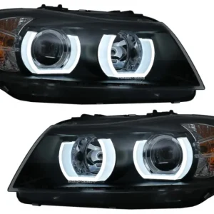 Popular Faruri xenon cu Angel Eyes 3D LED pentru BMW Seria 3 E90 E91 LHD, negre