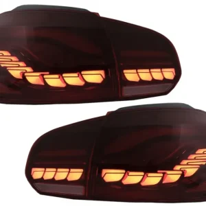 Stopuri Full LED pentru VW Golf 6 VI 2008-2013, rosu fumuriu, semnal dinamic Preț promoțional