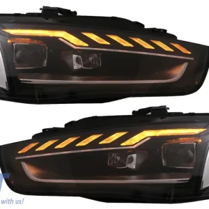 Lichidare de stoc Faruri Full LED pentru Audi A4 B8.5 Facelift 2012-2015, Negre, Semnal Dinamic