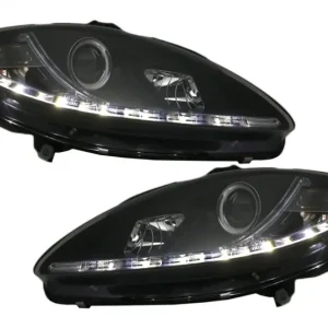 Faruri LED DRL negre pentru Seat Leon 1P, Altea si Toledo 2005-2009 Plată securizată