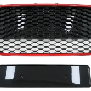 Grilă centrală Audi R8 42 facelift RS Design, negru lucios cu ramă roșie Chilipir