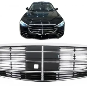 Grila centrala Mercedes S-Class W223 (2020-) crom/negru, compatibila 360 Expediere rapidă