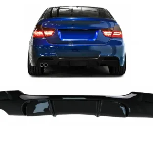 Difuzor bară spate BMW Seria 3 E90 E91 2004-2012, dublă stânga, negru lucios Ofertă limitată