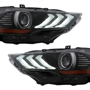 Faruri LED negre Ford Mustang Facelift 2018-2023 cu DRL RGB si semnal dinamic Retur gratuit