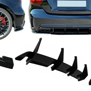 Kit extensii difuzor bară spate Mercedes A-Class W176 A45, negru lucios Ofertă exclusivă