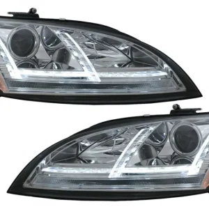 Faruri Xenon LED DRL pentru Audi TT 8J 2006-2010, Crom, Semnal Dinamic Ofertă exclusivă