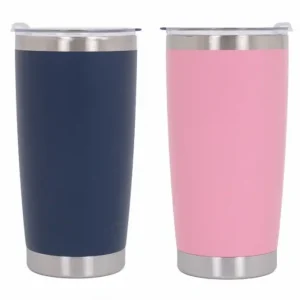 Set 2 cani termoizolante din otel inoxidabil SS304, 590 ml, cu capac Doar azi