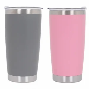 Set 2 căni termoizolante din oțel inoxidabil SS304, 590 ml, roz și gri Vezi acum