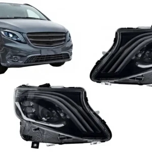 Faruri Full LED negre pentru Mercedes V-Class Vito W447, semnal dinamic Disponibil imediat