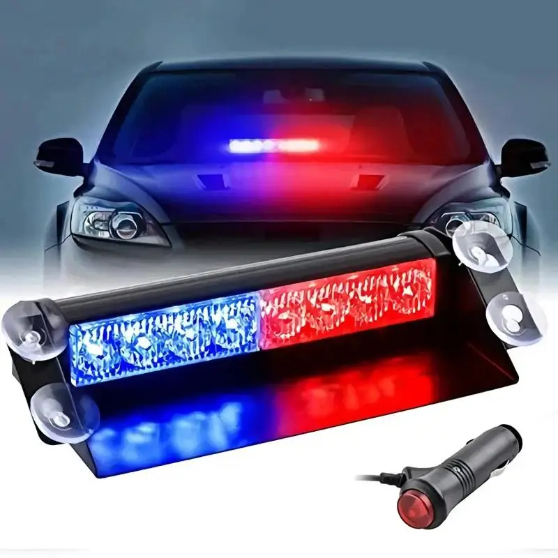 Promoție Lampa stroboscopica pentru parbriz. montaj cu ventuze, culori Rosu - Albastru, putere 8W, alimentare 12V FAVLine Selection