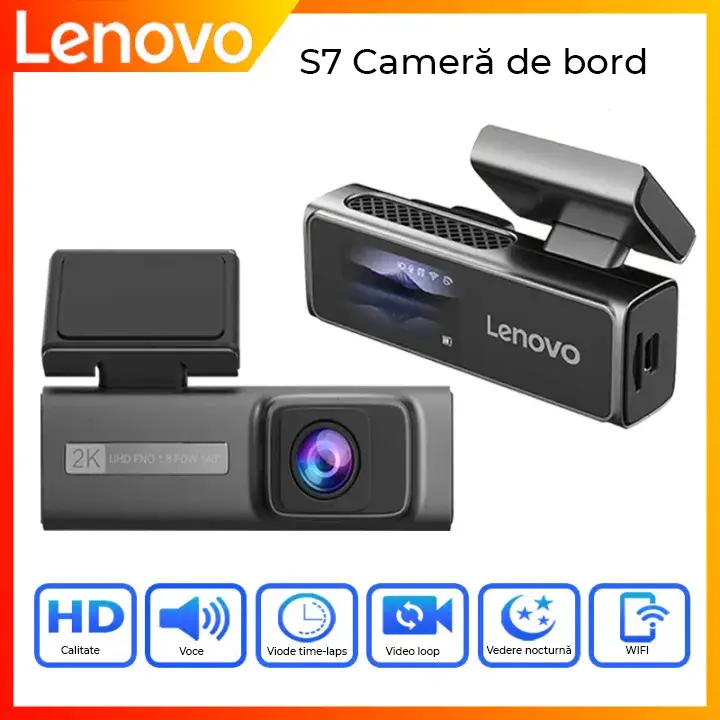 Preț promoțional Camera DVR Lenovo S7 ecran 1.97 inch 2K fataWifi Starlight night vision carcasa metal