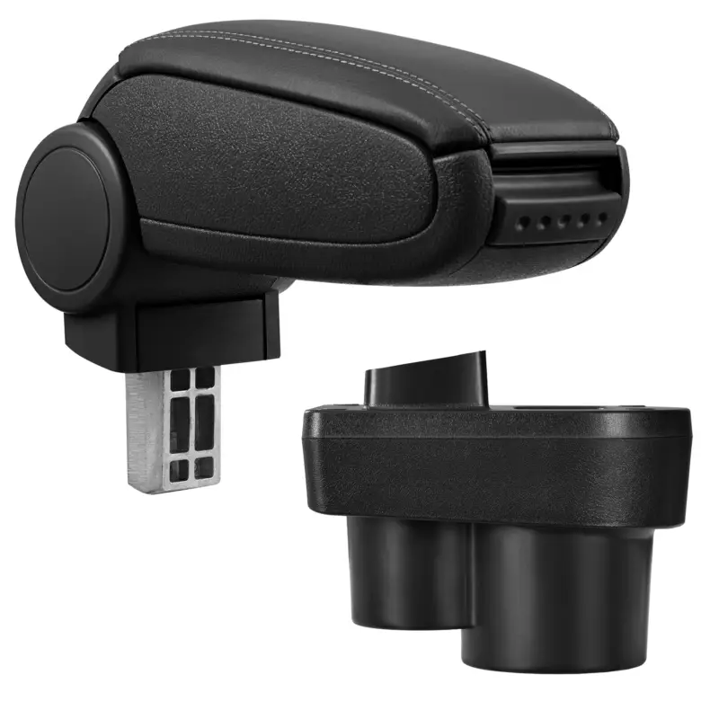 Reducere specială Cotiera Auto pentru Skoda Rapid dupa 2012 cu Compartiment pentru Depozitare, Reglabila, Imitatie Piele, Culoare Negru