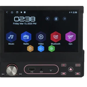 Ofertă de sezon Navigatie Auto Multimedia cu GPS 1DIN cu ecran retractabil, 7 inch, Android 10, 2GB RAM + 16 GB ROM, Internet, 4G, Aplicatii, Waze, Wi-Fi, USB, Bluetooth, Mirrorlink