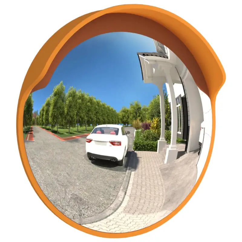 Oglindă trafic convexă exterior, portocaliu Ø30 cm policarbonat GartenMobel Dekor Plată sigură