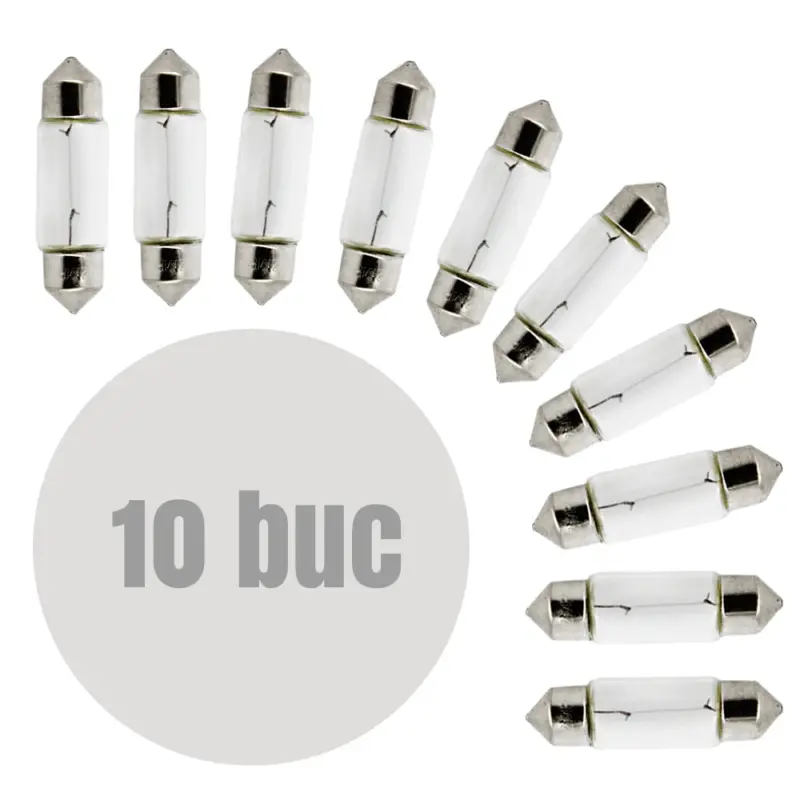 Reducere extra Set 10 becuri auto C5W 11x35mm 12V 5W, lumină albă, Carguard