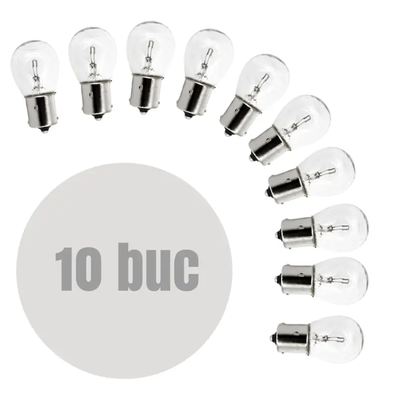 Set 10 becuri auto P21W (BA15s) 12V 21W alb, Carguard Expediere rapidă
