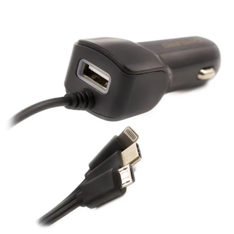 Încărcător auto universal rapid 3în1 Carguard cu Type-C, Micro-USB și Lightning Cumpără online