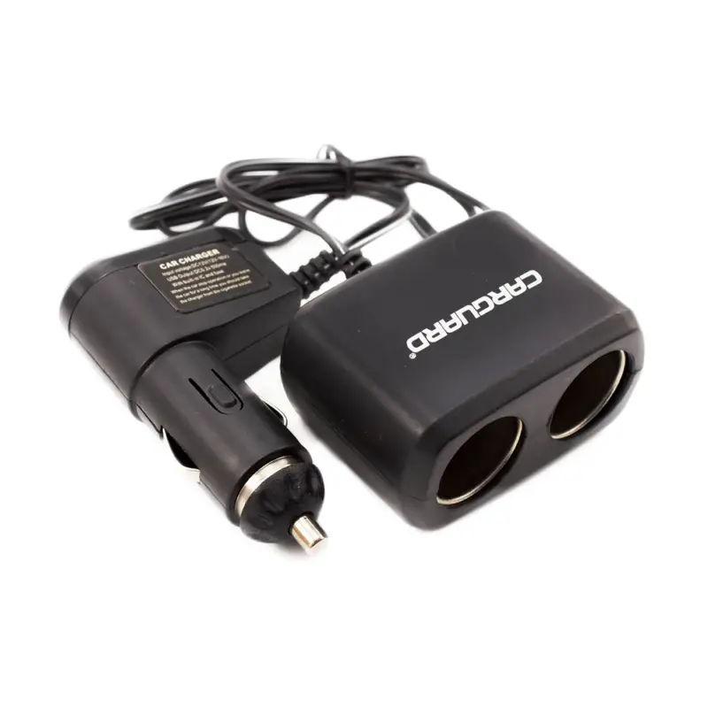 Priză dublă brichetă auto cu cablu și port USB 1A, 12/24V Carguard Plată sigură