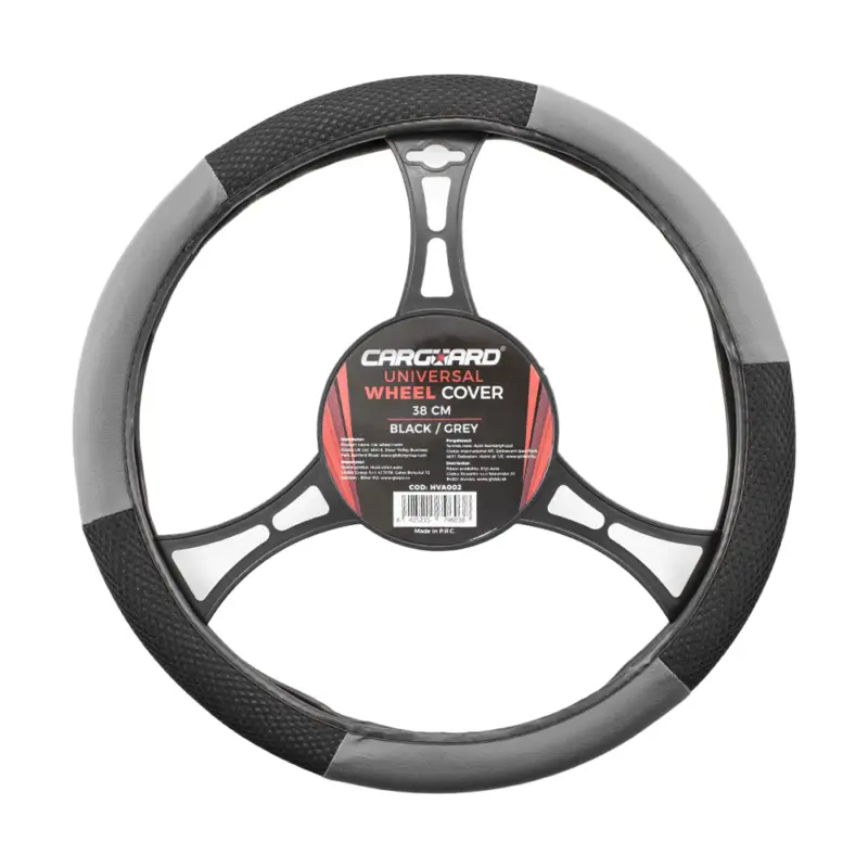 Husă volan auto universală 38 cm negru/gri Carguard, piele eco + textil Vezi acum