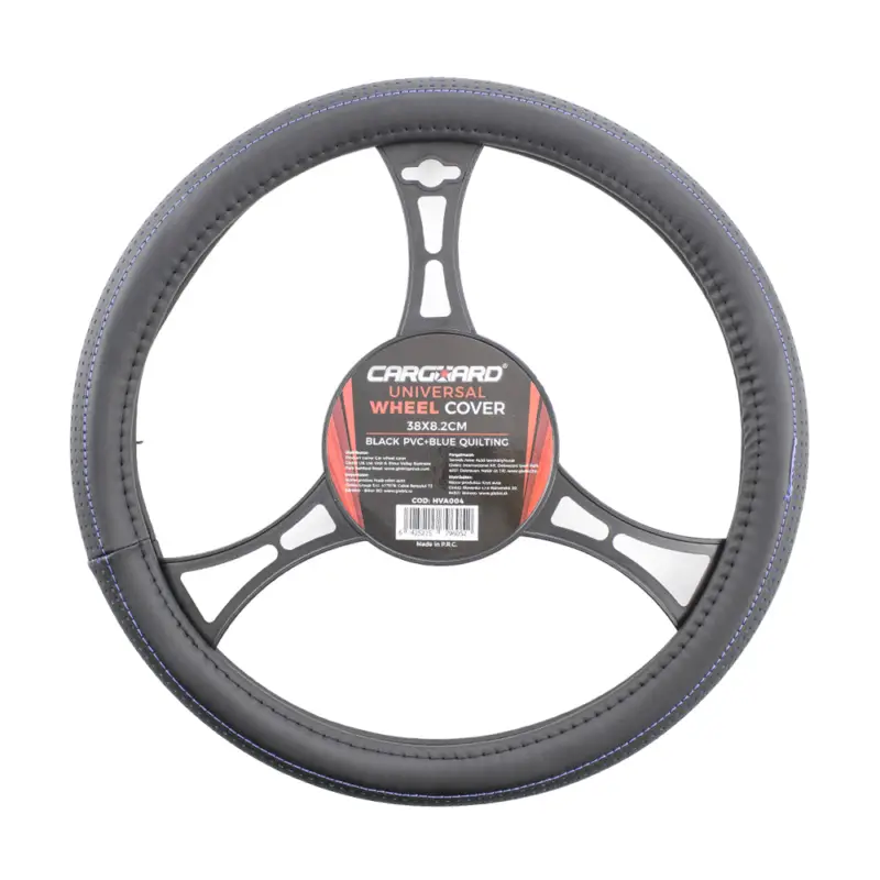 Bestseller Husă volan auto Carguard PRO negru/albastru, piele ecologică, 38 cm