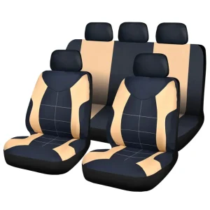 Set huse scaune auto universale Carguard Elegance, negru-bej, compatibil airbag Retur ușor