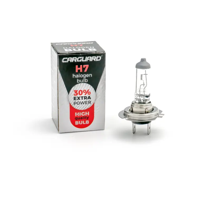 Cel mai vândut Bec halogen H7 CarGuard 12V 55W, +30% intensitate luminoasă, omologat ECE
