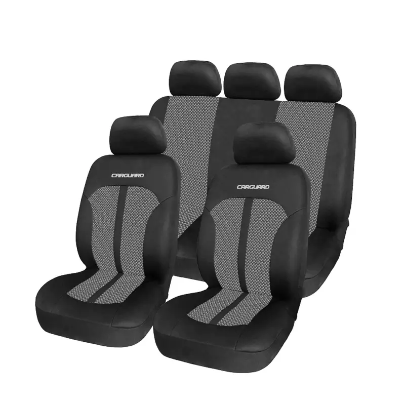 Ultima șansă Set huse scaune auto universale premium Carguard, gri-negru, compatibile airbag