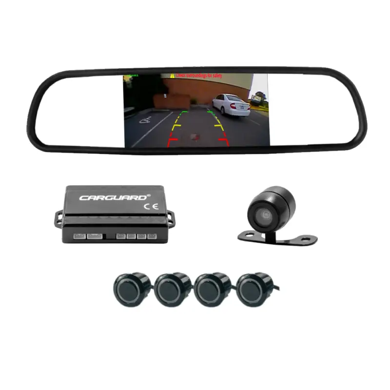 Set senzori de parcare cu cameră marșarier și ecran în oglindă Carguard Expediere rapidă